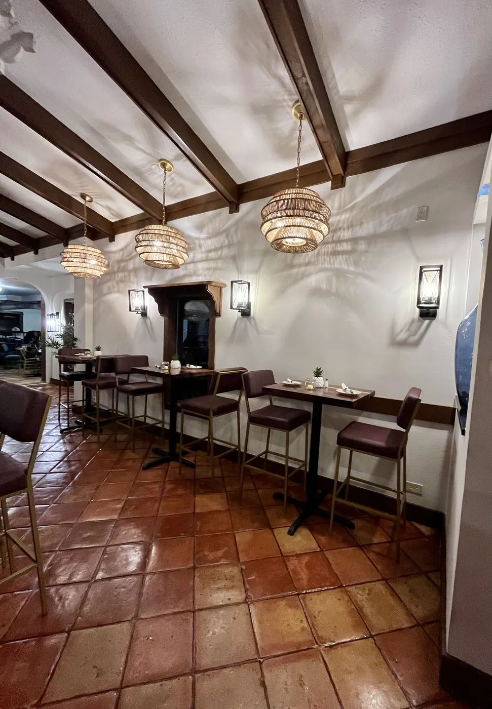 Long dining room view inside El Molino