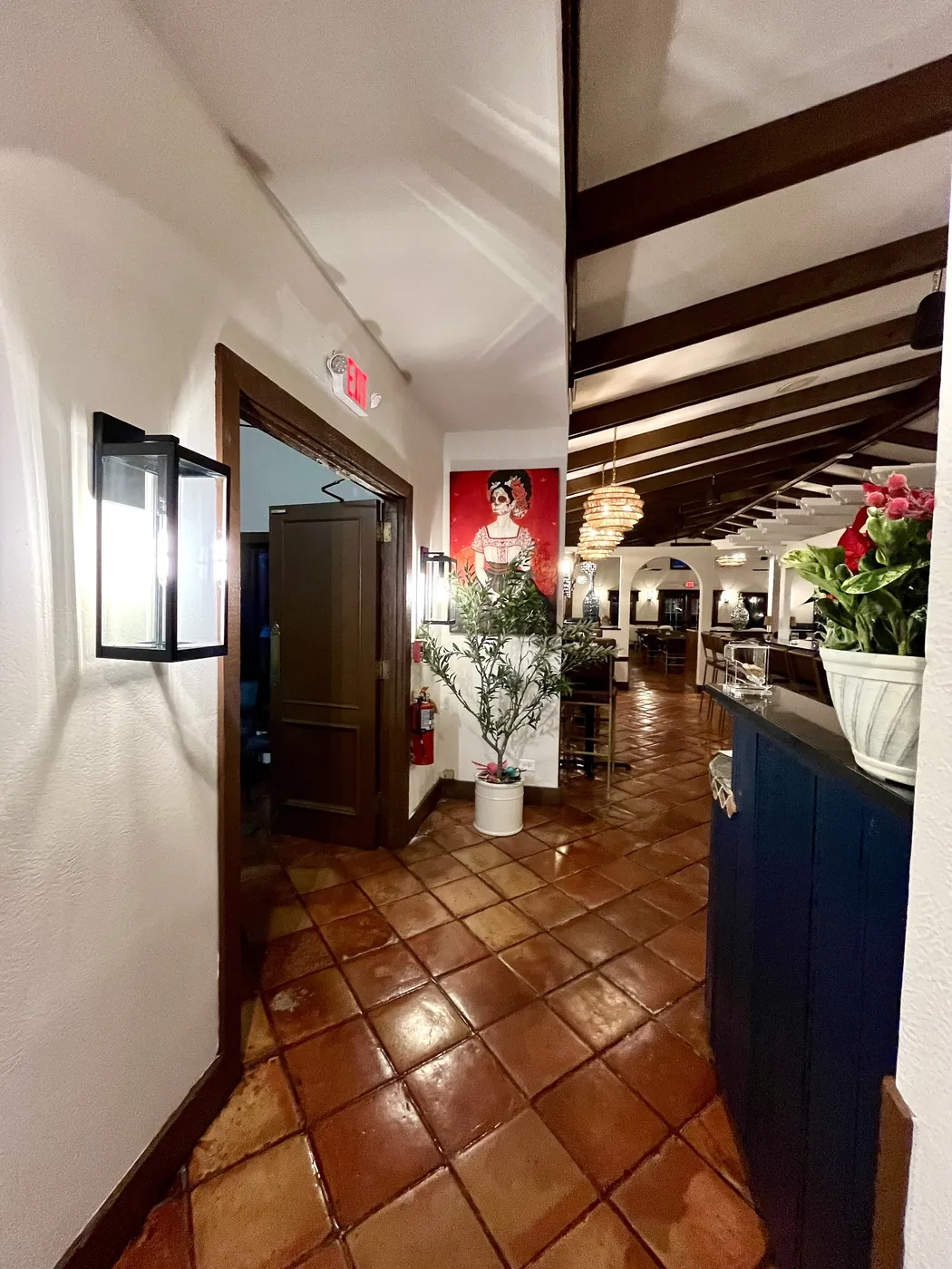Interior corridor and bar entrance at El Molino